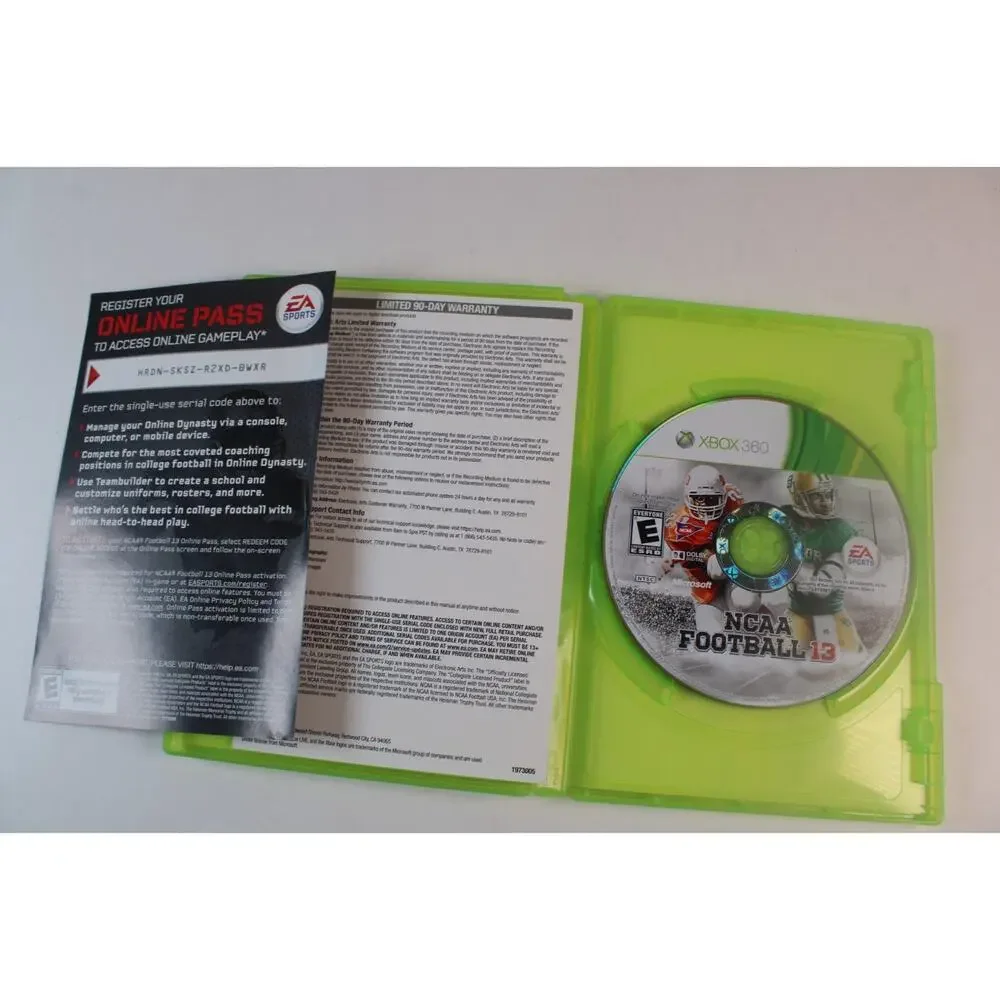 NCAA Football 13 (Microsoft Xbox 360) Authentic, Tested/Works Great